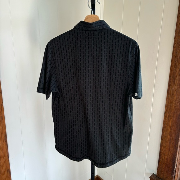 Linksoul Golf Button Down Shirt Tempus Fugit Men Short Sleeve Striped Gray Small - Picture 3 of 7